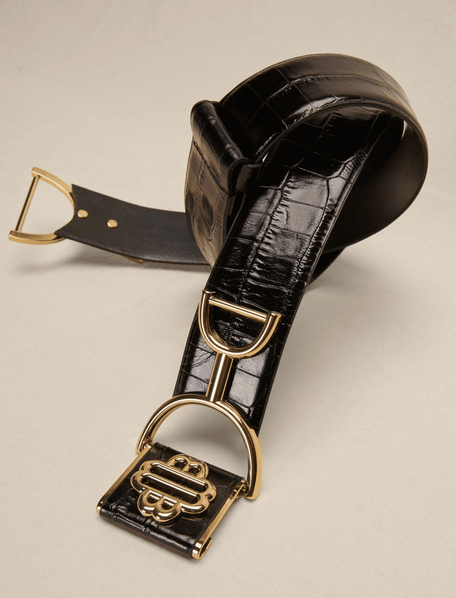 Ceinture large en cuir lisse