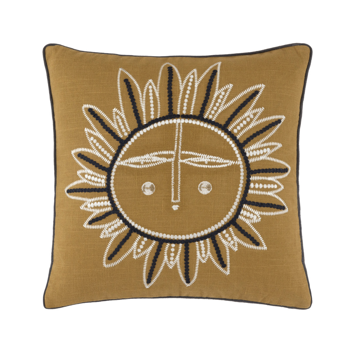 Desforges - Housse de coussin en coton jaune, Zeus