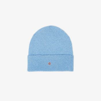 Bonnet en laine uni chiné bleu ciel