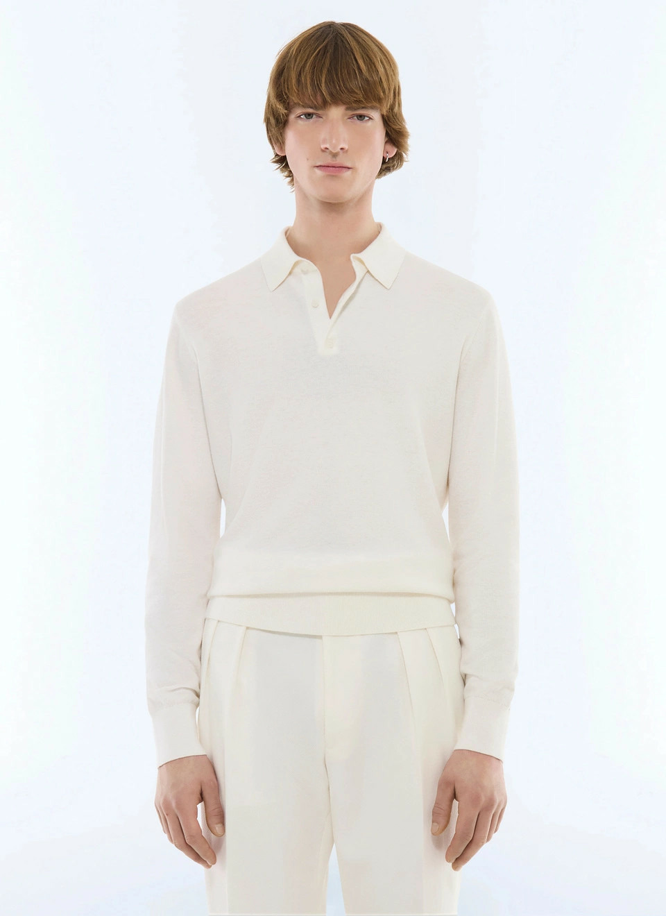 Polo en maille de coton et cachemire
