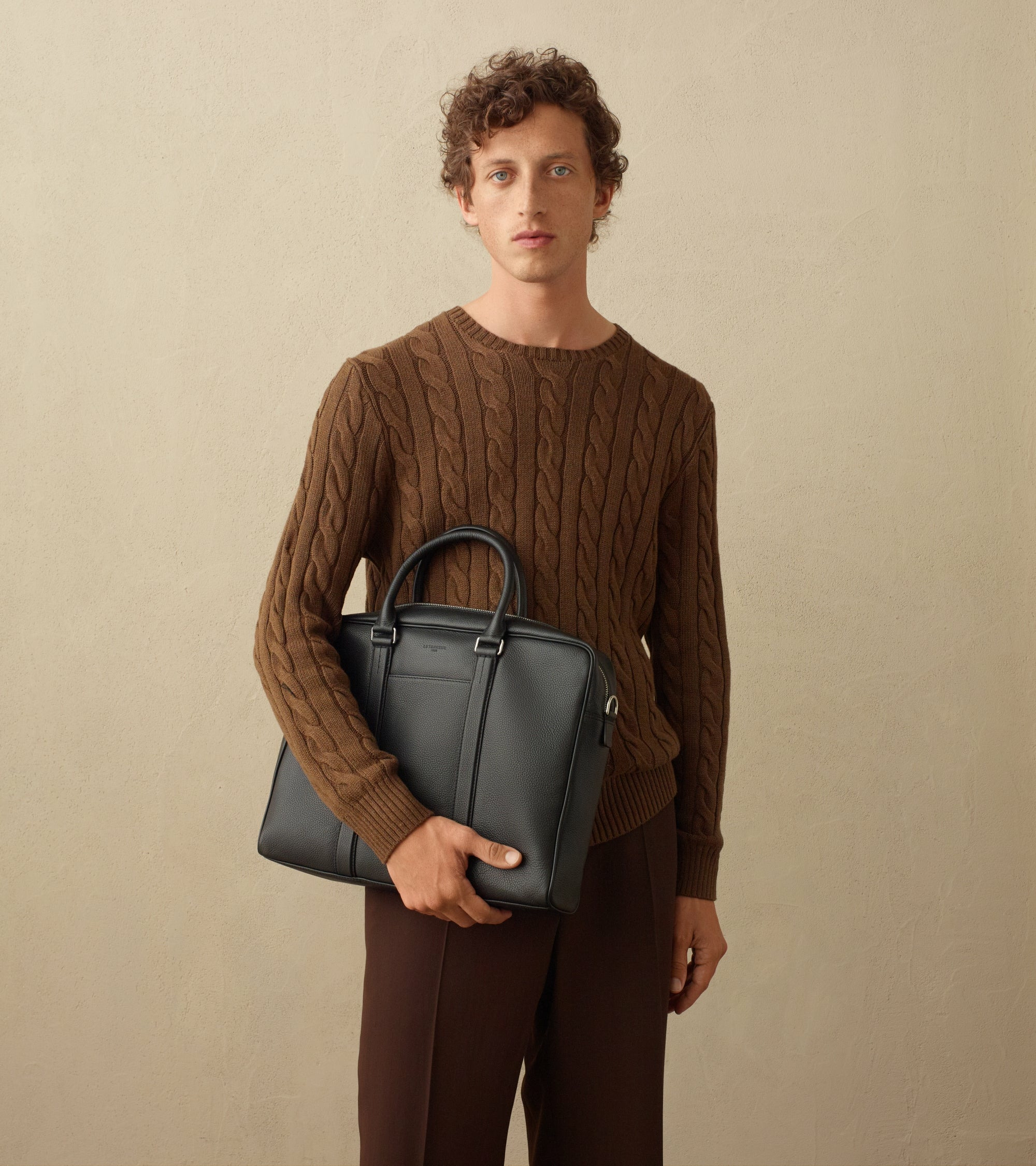 Porte documents 15" Charles en cuir grainé petit modèle