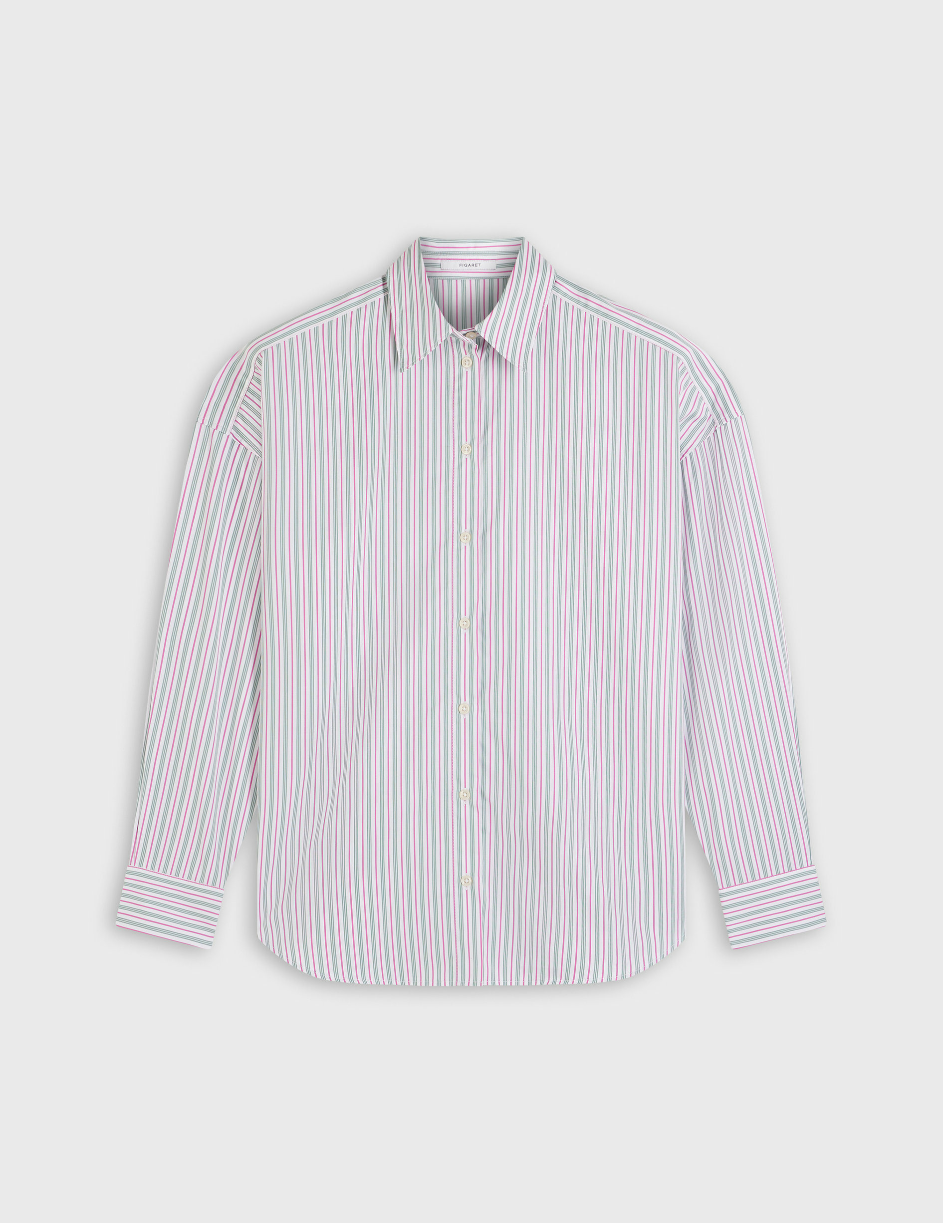 Chemise helina oversize en popeline rayée vert
