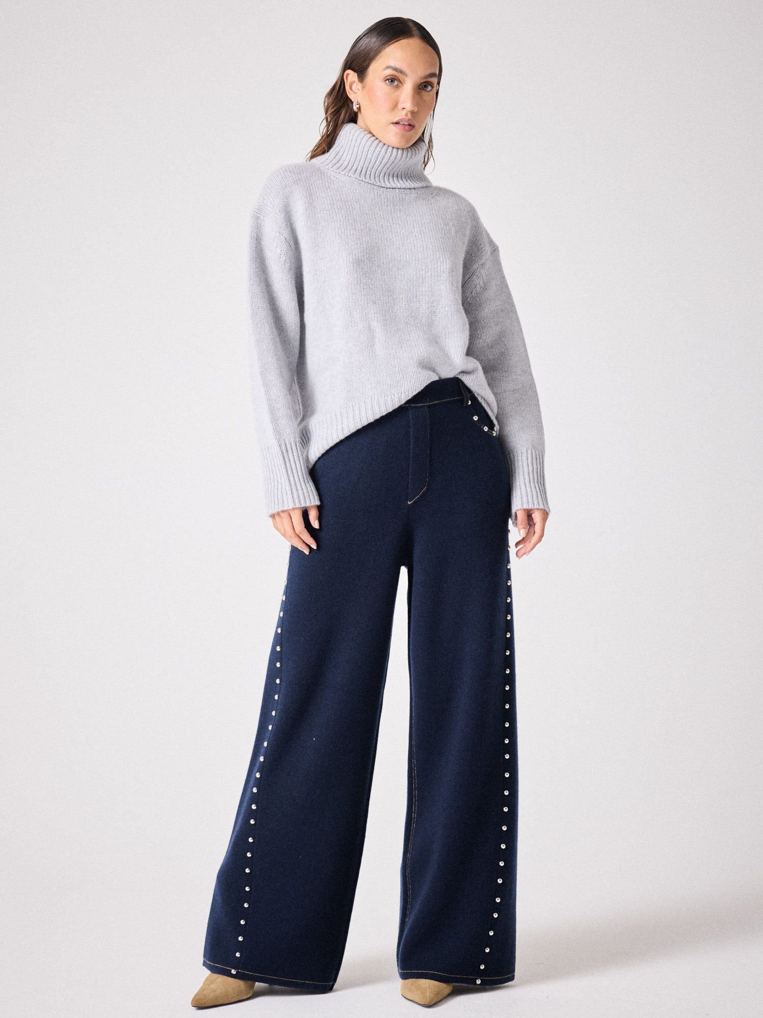 Pull col roulé cachemire Audrey ACIER