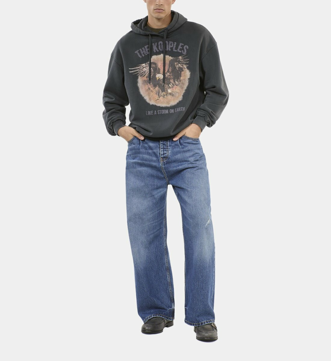 Sweatshirt À Capuche Et Sérigraphie Noir Homme