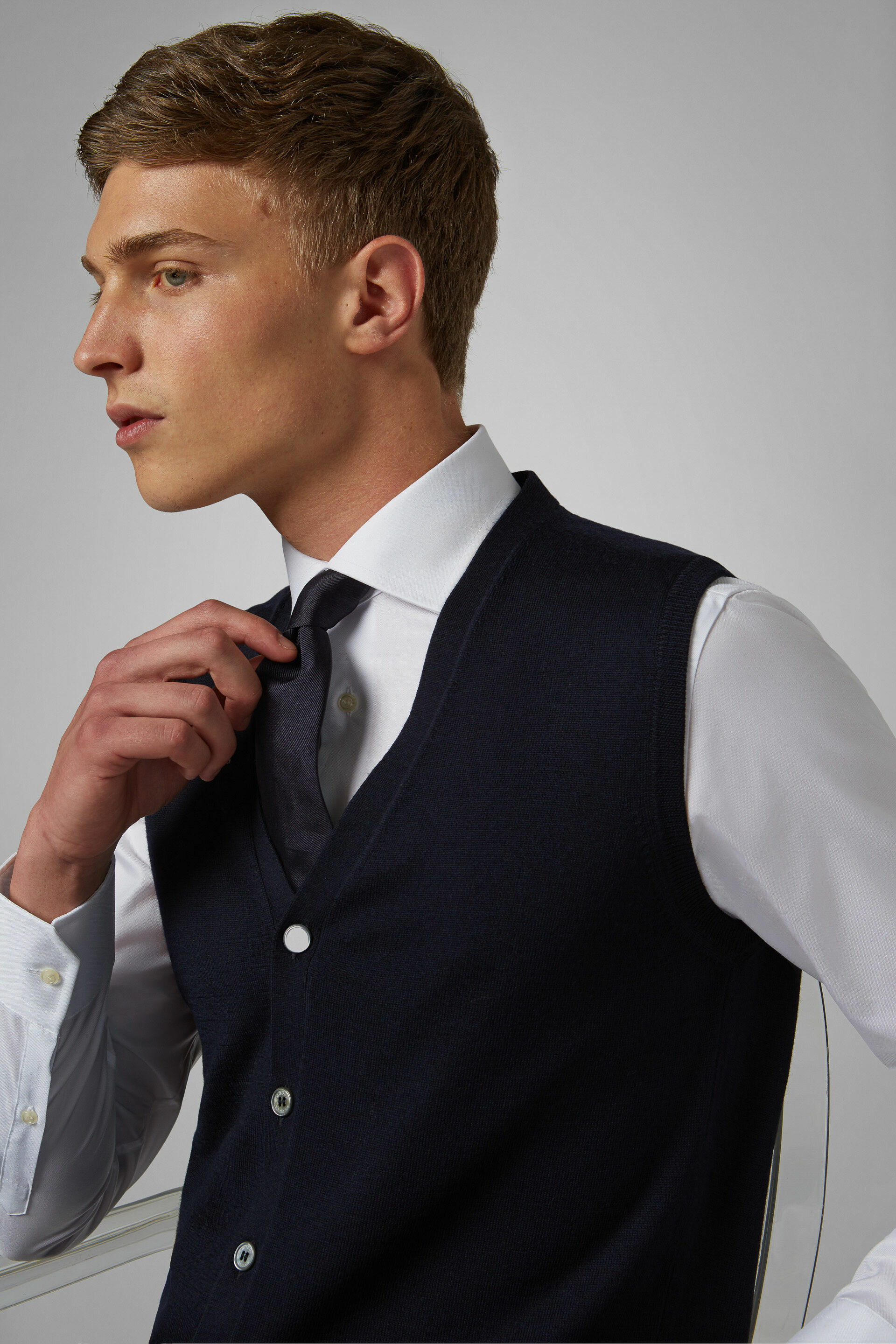 Gilet Bleu Marine En Laine Mérinos