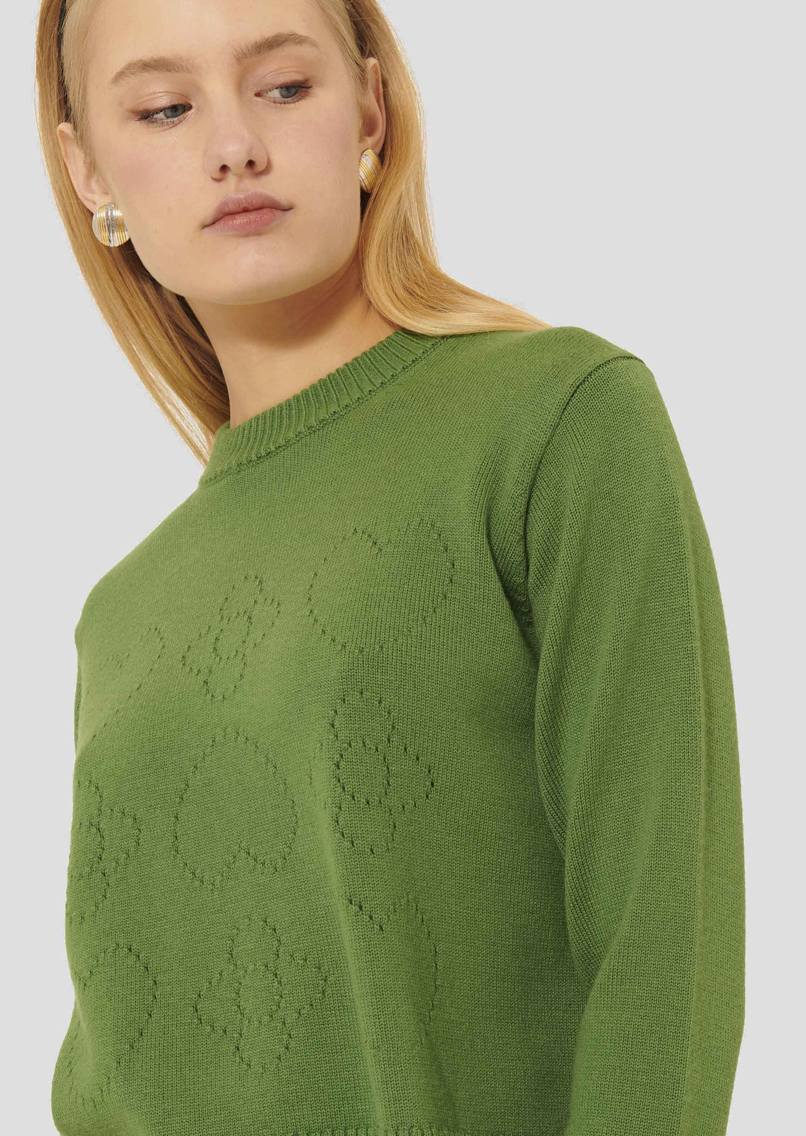 Pull Preppy-Cactus en Laine Merinos