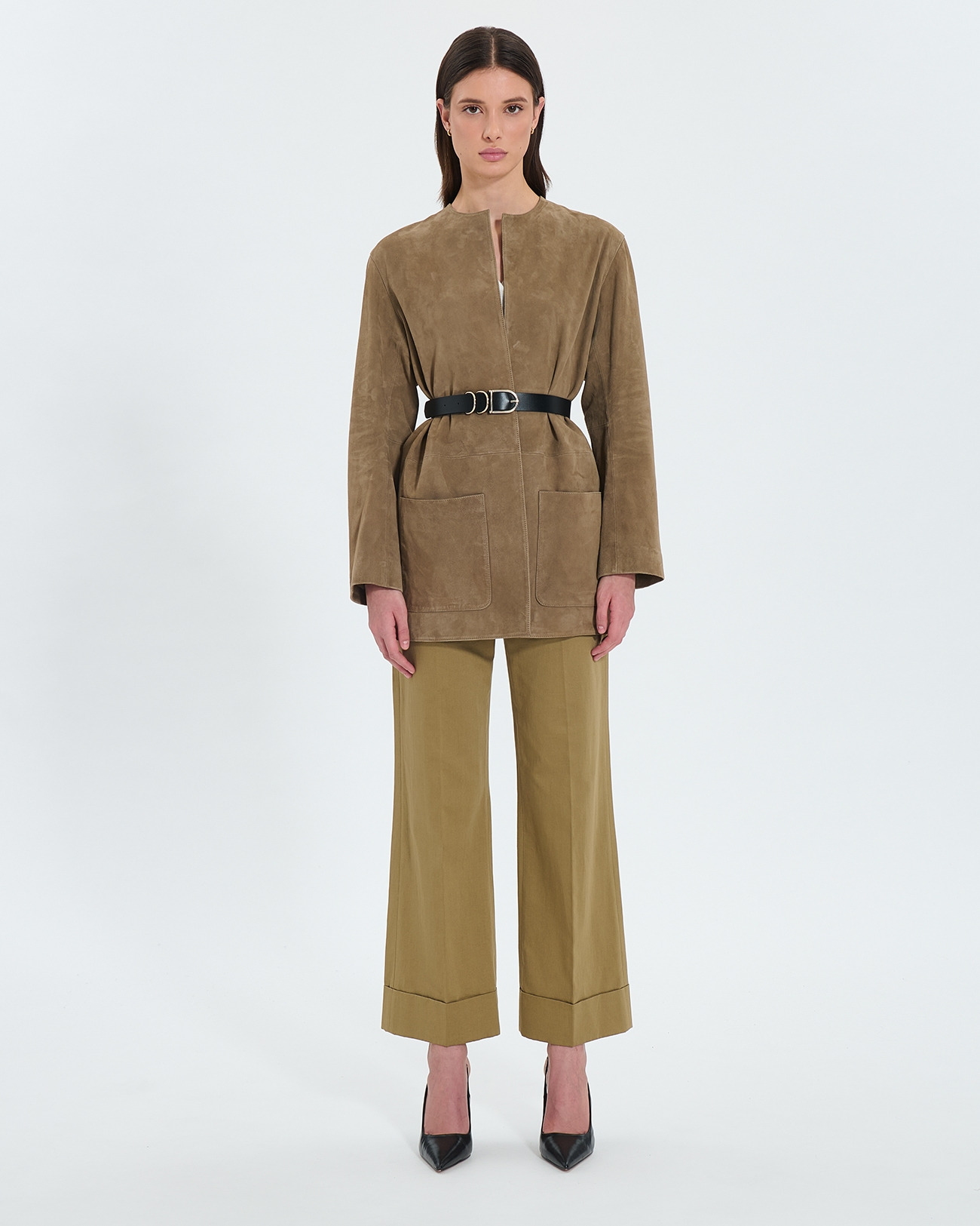 Manteau mi-long kaki