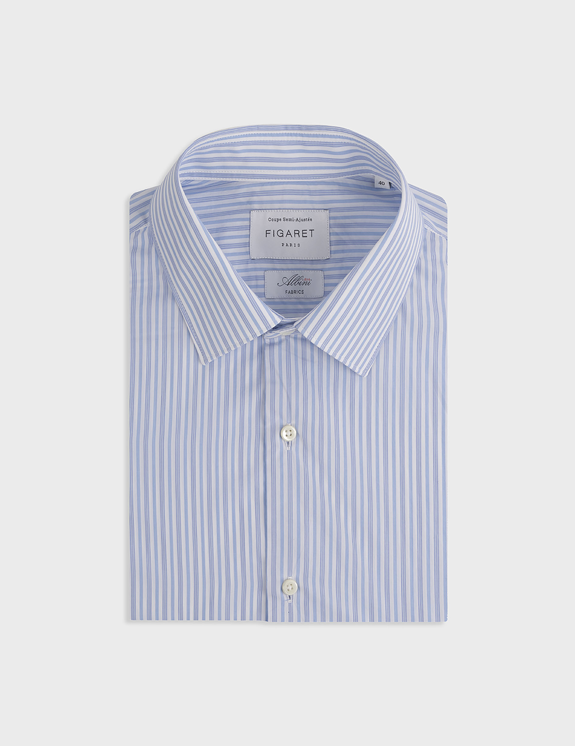 Chemise semi-ajustée rayée bleue