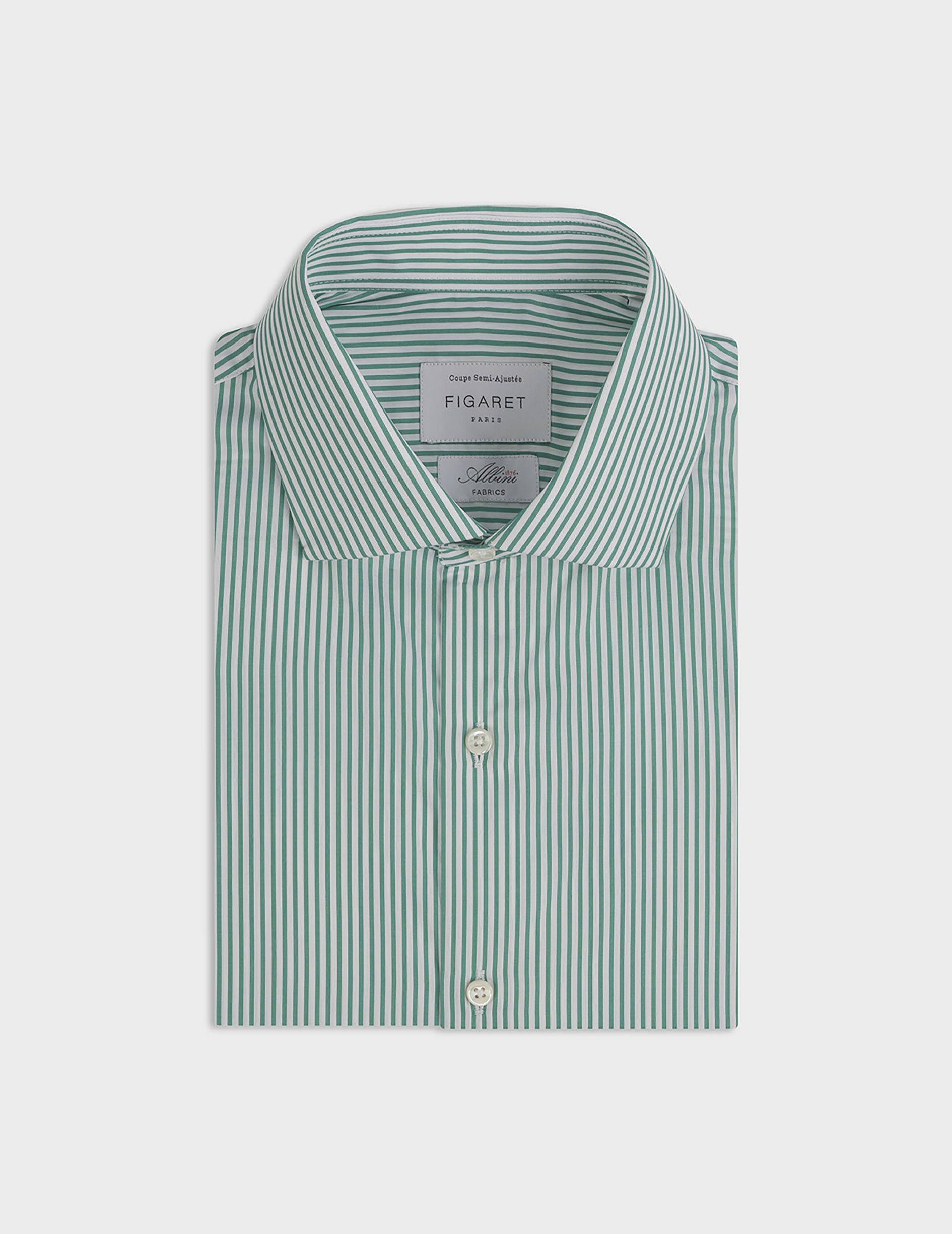 Chemise semi-ajustée rayée verte
