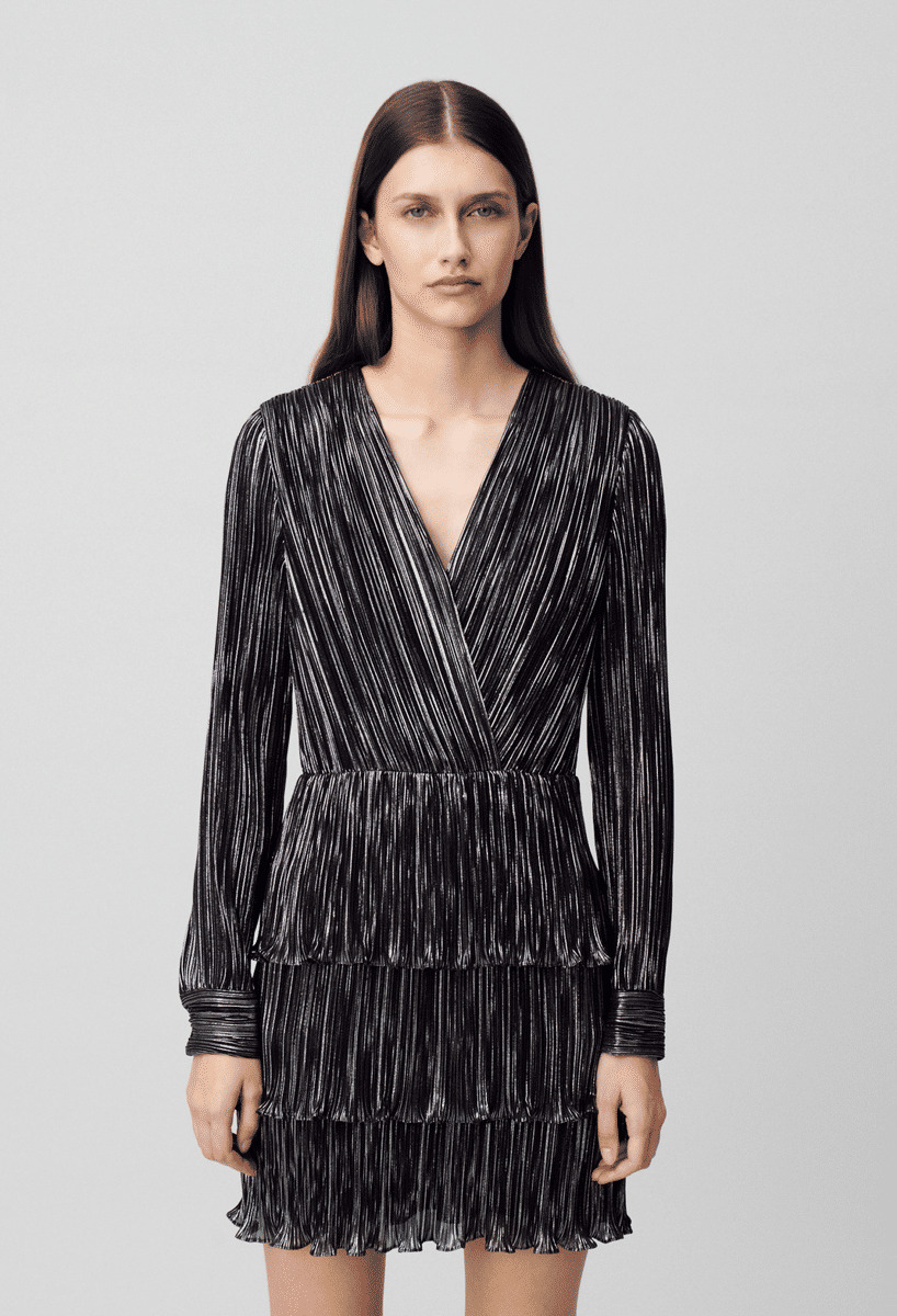 Robe argentée courte à volants