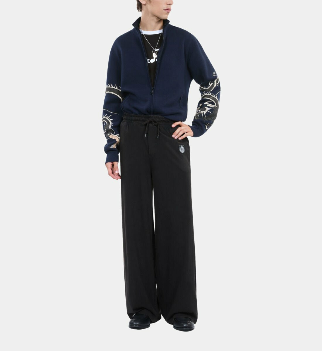 Cardigan En Laine Mélangée Bleu Marine Homme