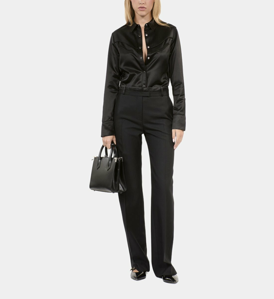 Pantalon Tailleur Large Noir Femme