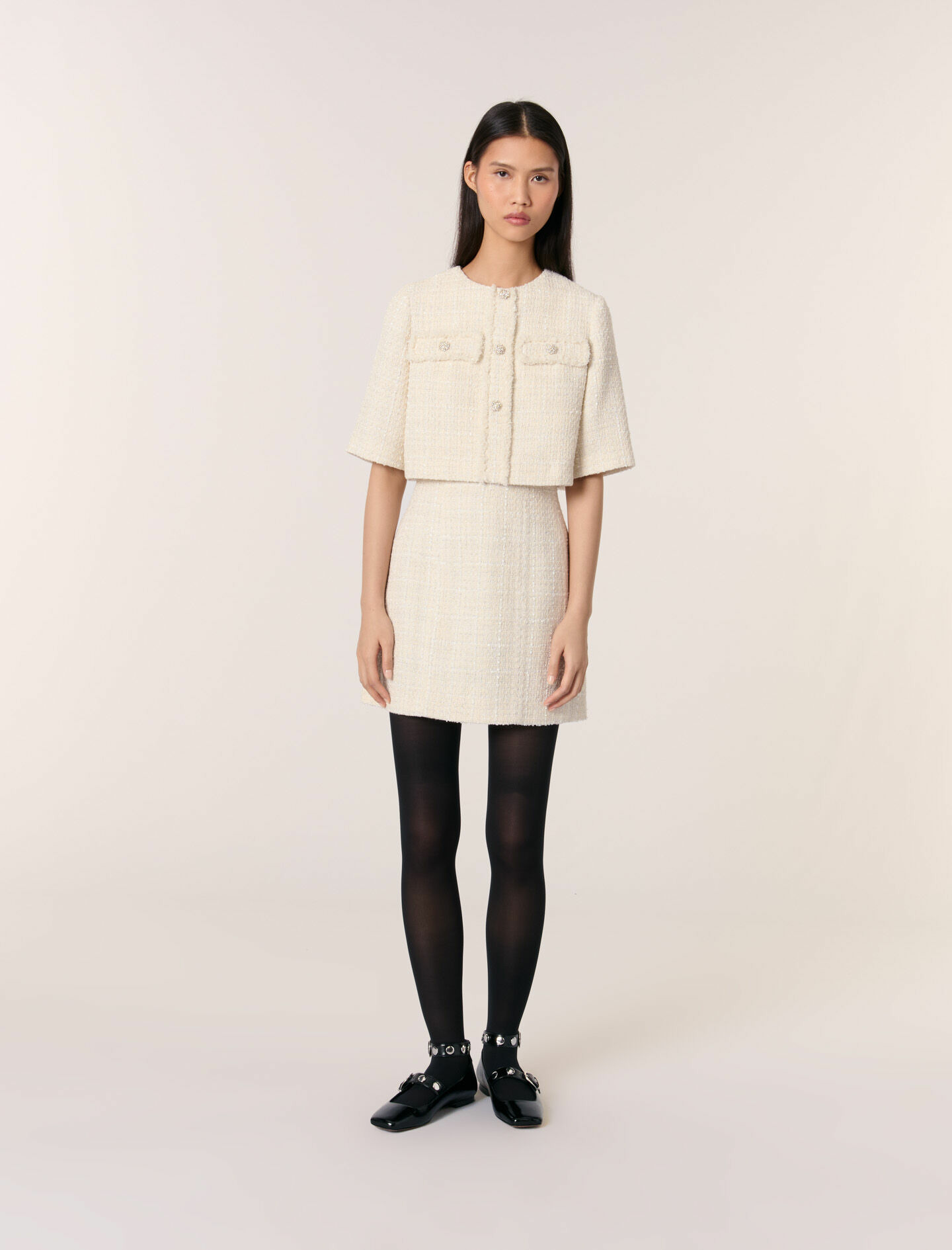 Robe courte 2-en-1 en tweed