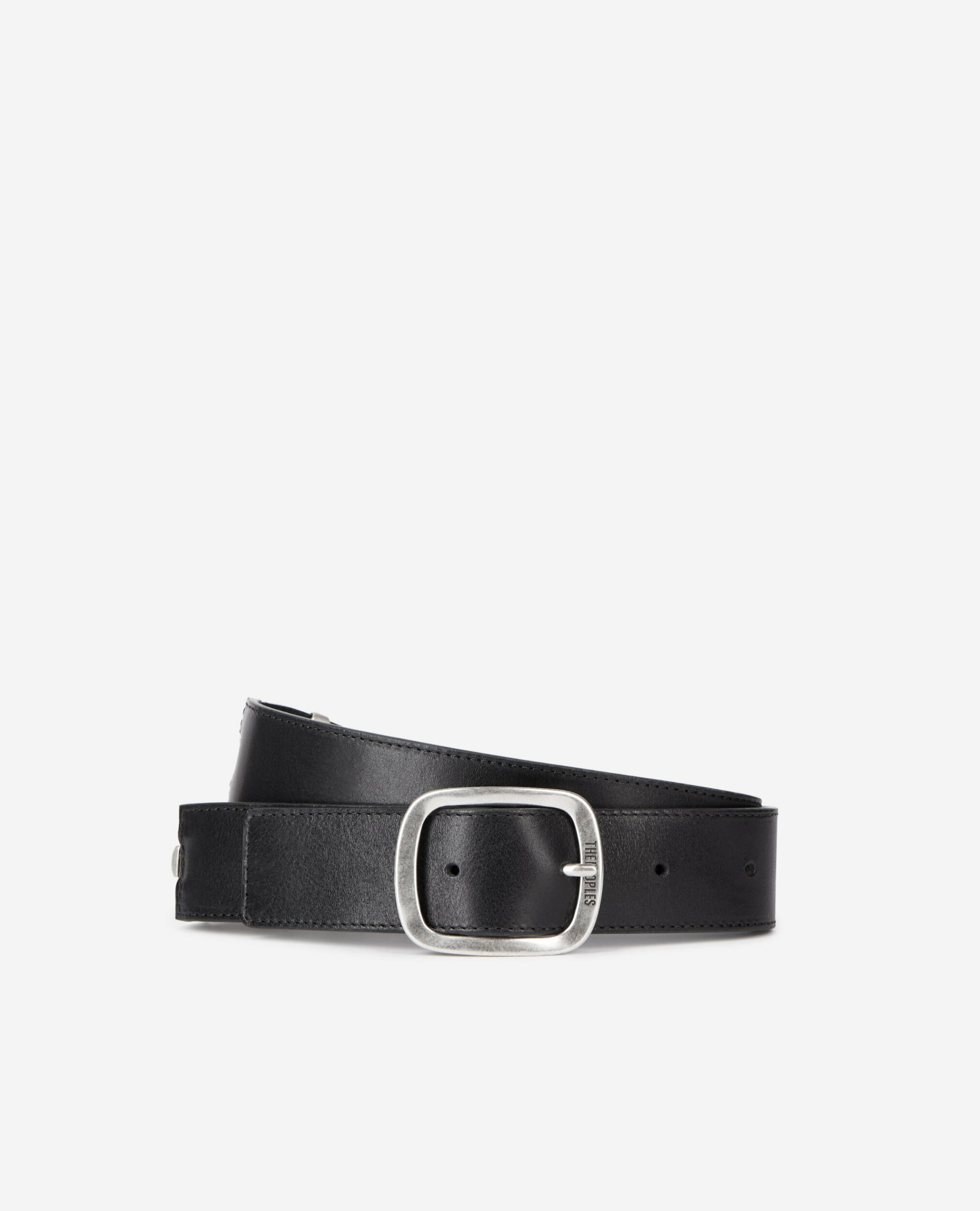 Ceinture En Cuir Noir Avec Pièces Métalliques