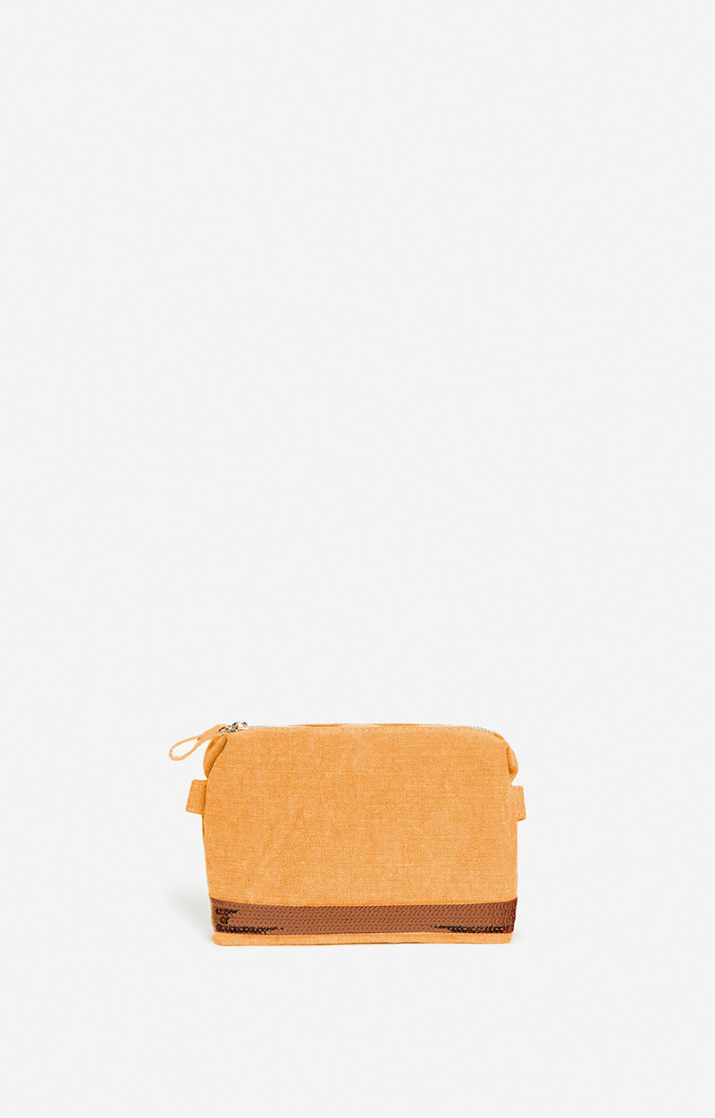 Petite Trousse Zipée En Lin & Sequins