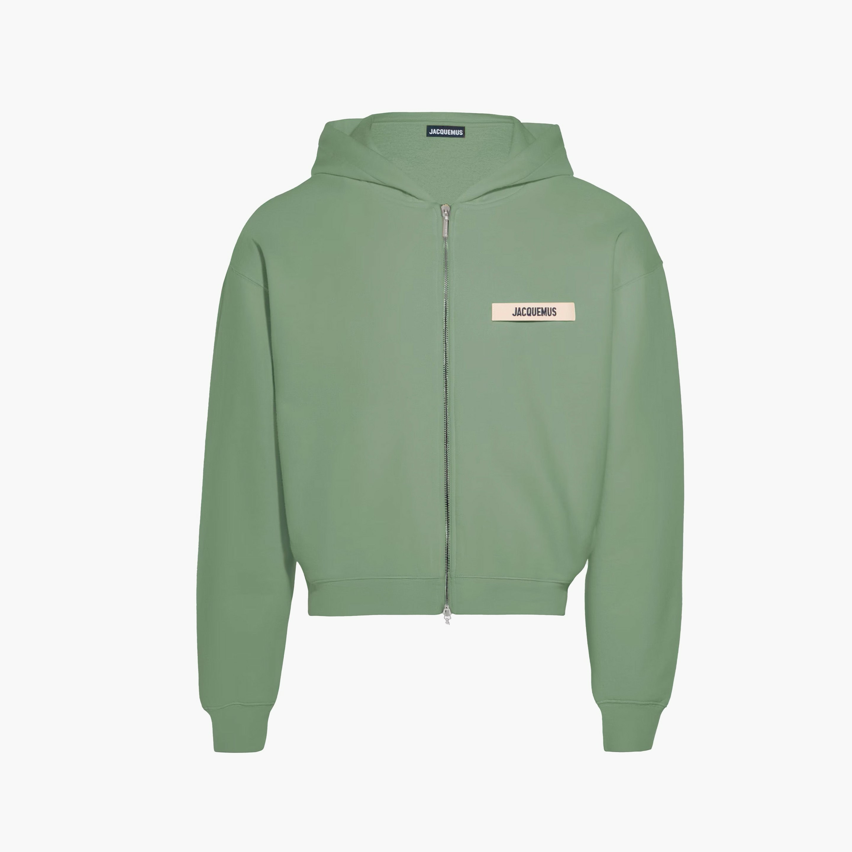 Jacquemus Hoodie Gros Grain Zippé Vert Clair