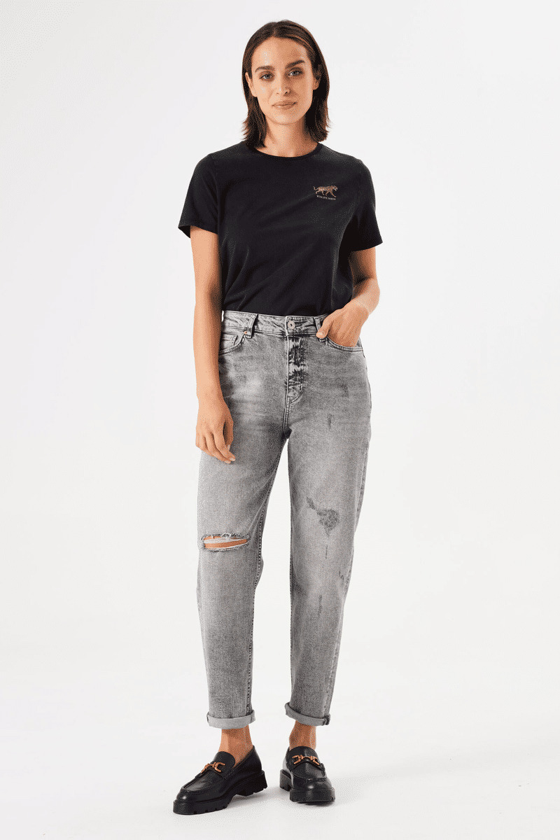 Women Jeans Isabella Mom fit Gray