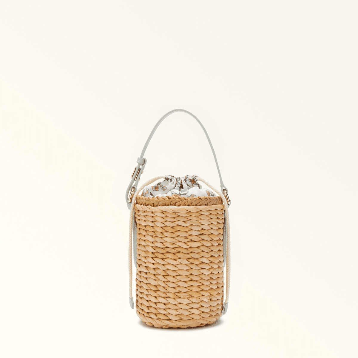 DANAE MINI ROUND BUCKET BAG - PAGLIA+VITELLO ANDROMEDA+TESSUTO ST.MILL