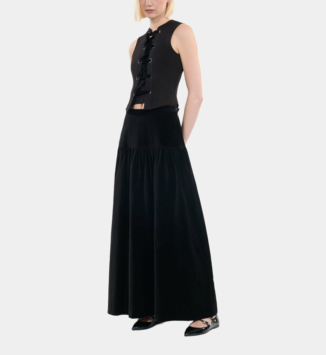 Top Avec Laçage Noir Femme