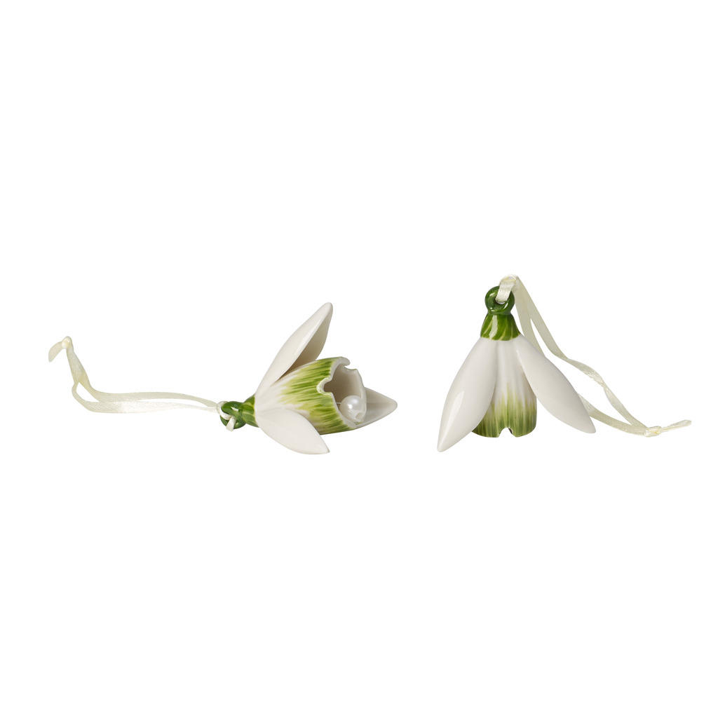 Mini Flower Bells suspension en porcelaine, perce-neige, ensemble de 2 pièces