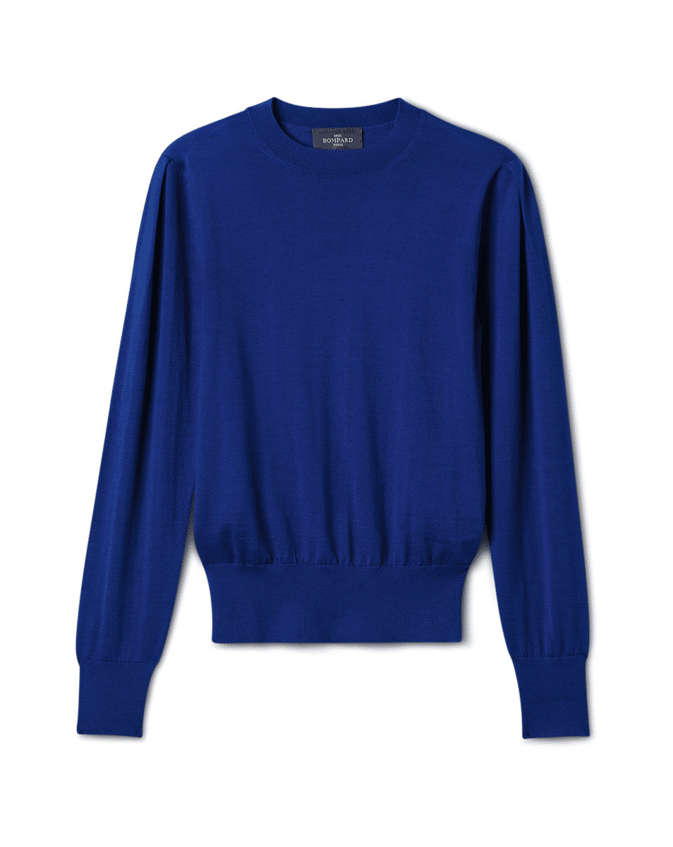 Col rond ultrafin détail épaule - Femme - BLEU DELPHINIUM