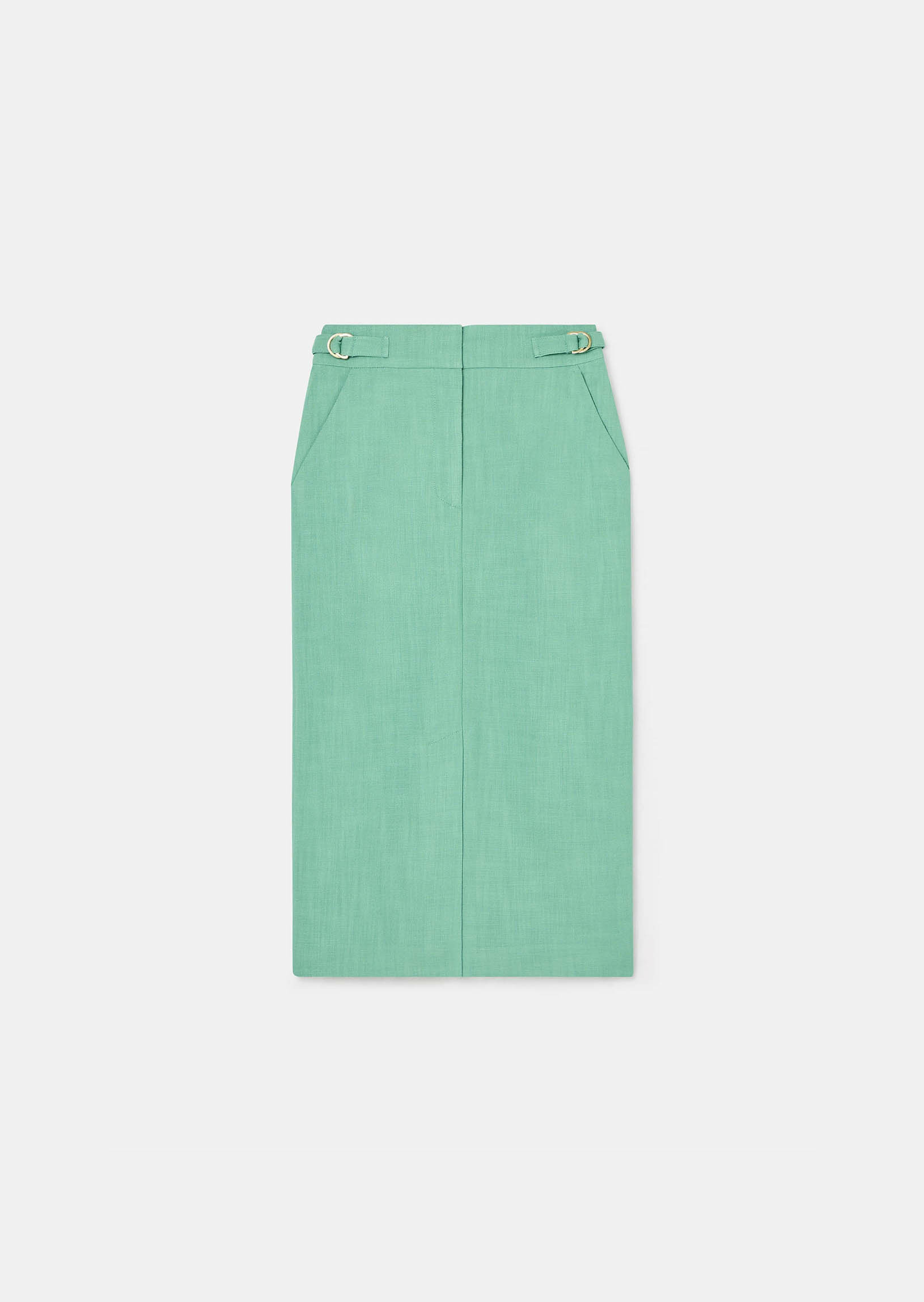 Jupe Justina-verte en tissu flammé