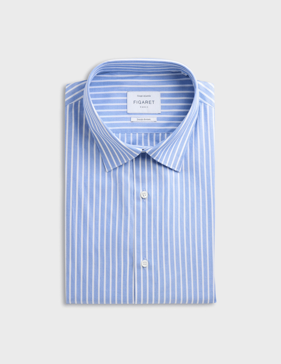 Chemise ajustée rayée bleue