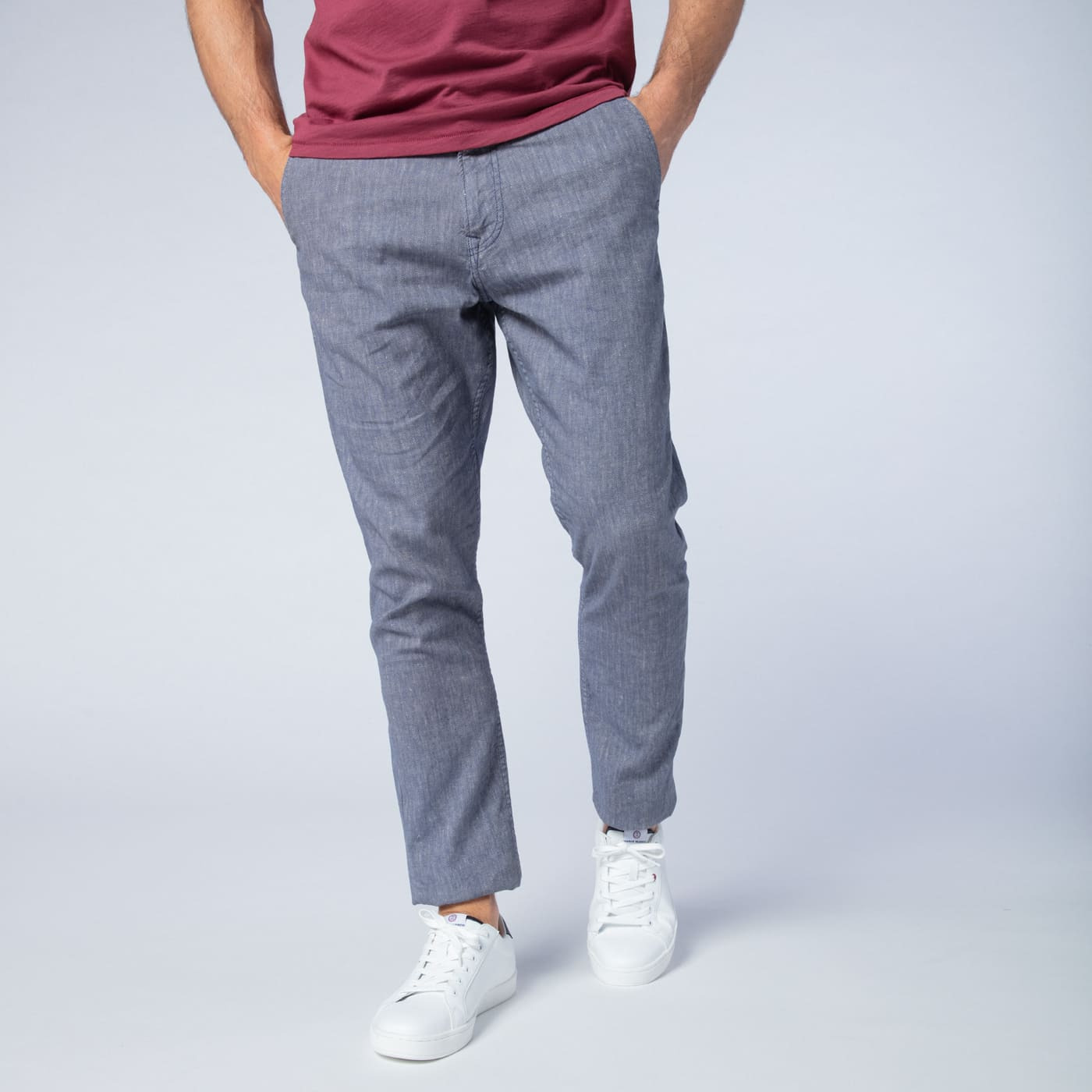 Chino 726 en lin et coton à chevron