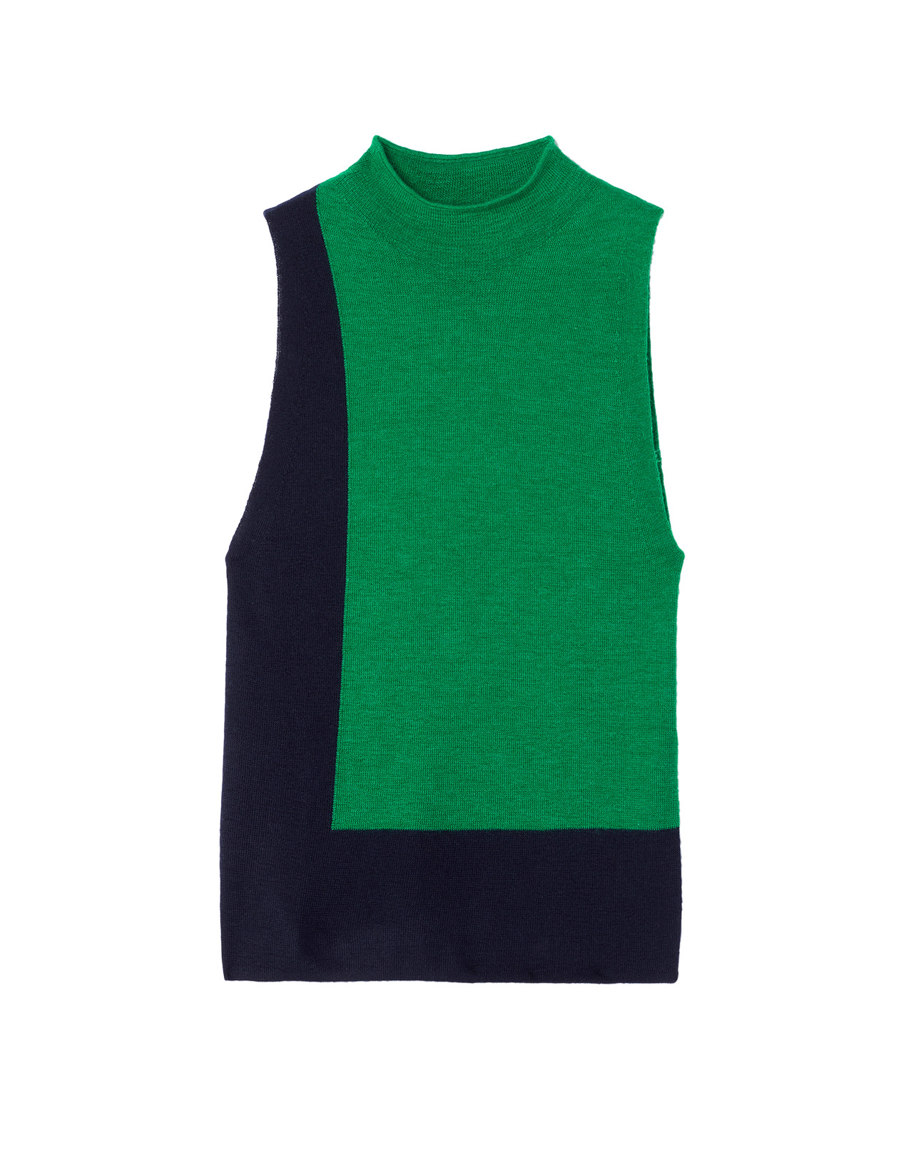 Débardeur maille unie - Femme - MARINE/VERT CAROUBY