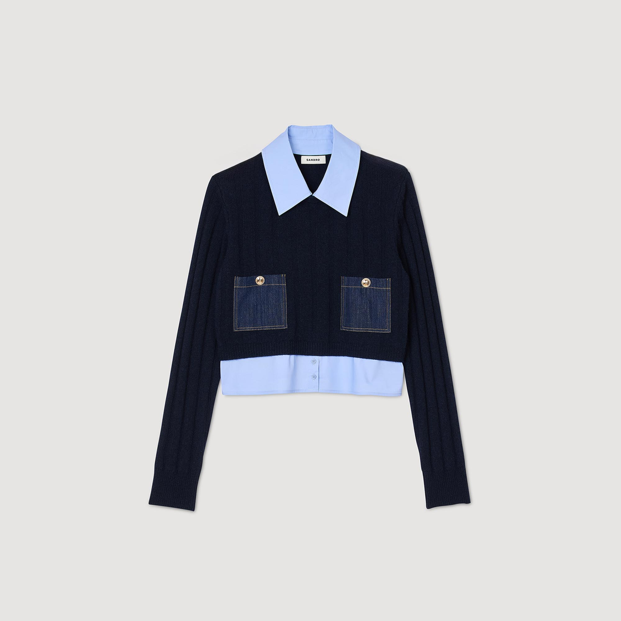 Pull court en laine et cachemire