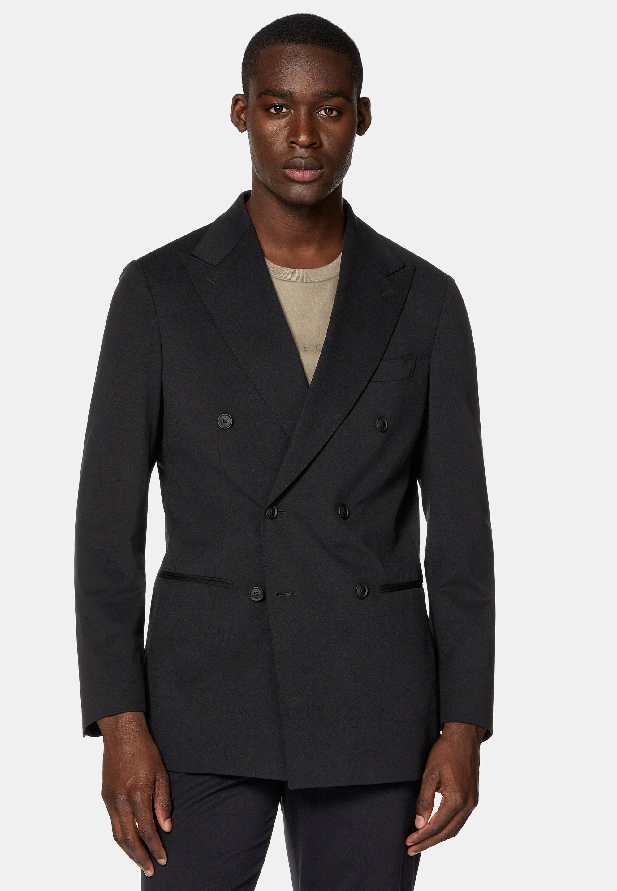 Veste Noire À Double Boutonnage En Nylon Stretch B Tech