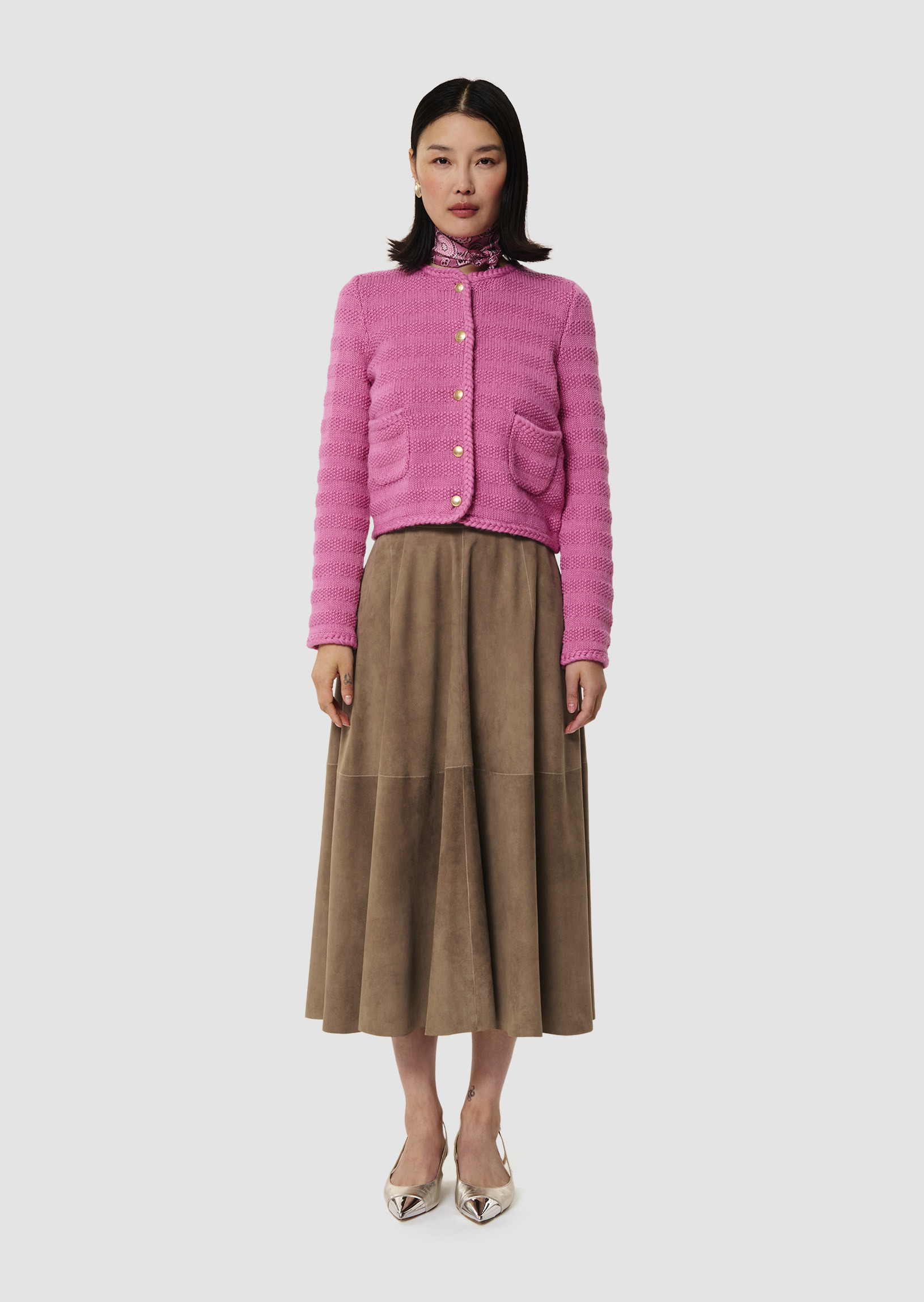 Jupe Jack-marron en cuir velours