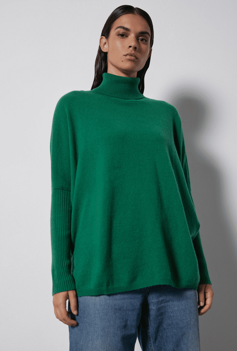 Pull poncho col roulé cachemire Margareth BOTANIQUE