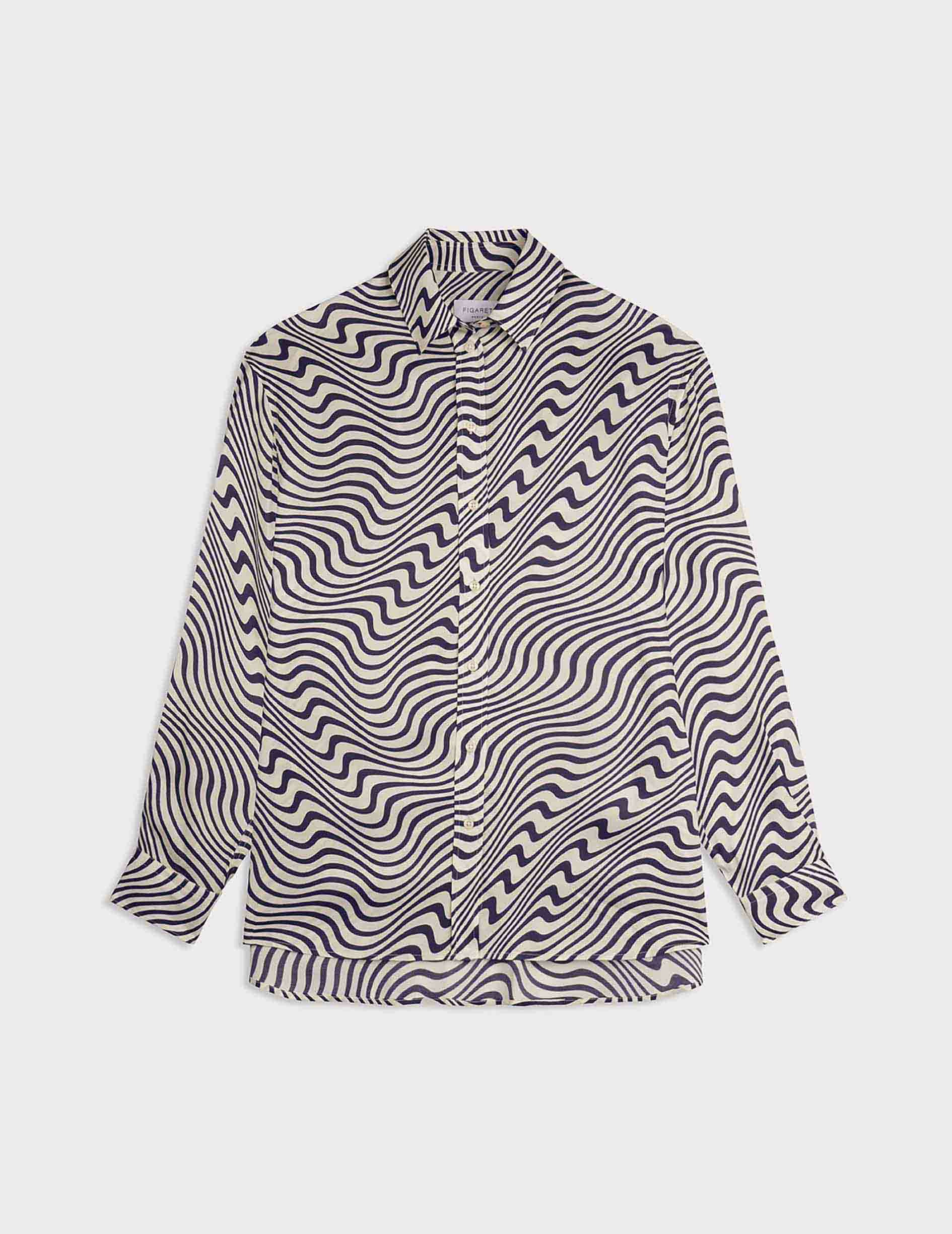 Chemise oversize Delina imprimée marine