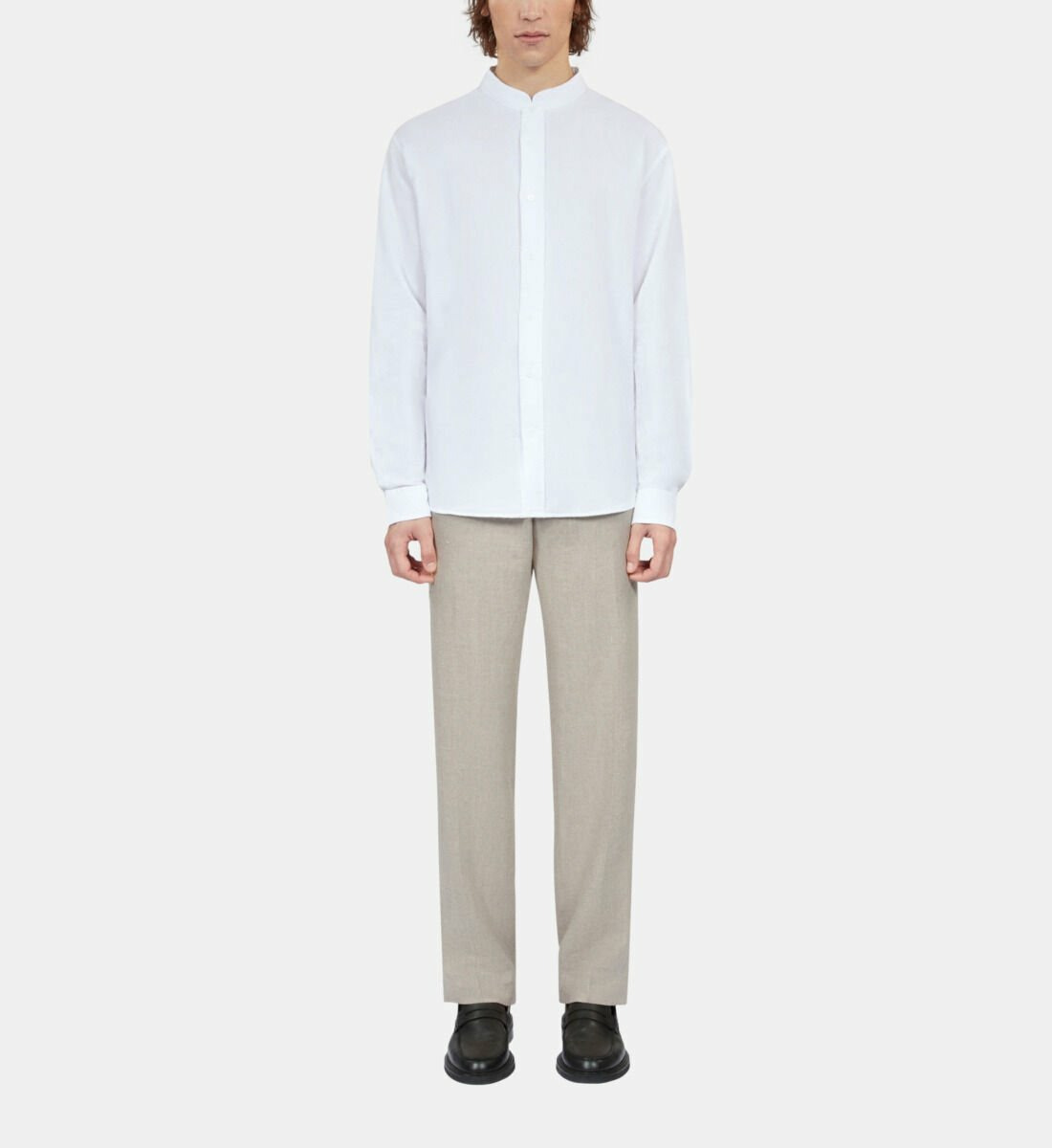 Chemise Blanche En Coton Et Lin Homme