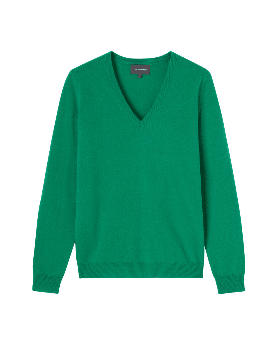 Pull col V classique - Femme - VERT LAGOON