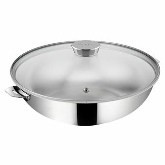 Poele wok inox salvaspazio avec couvercle 26 cm (3.3l)