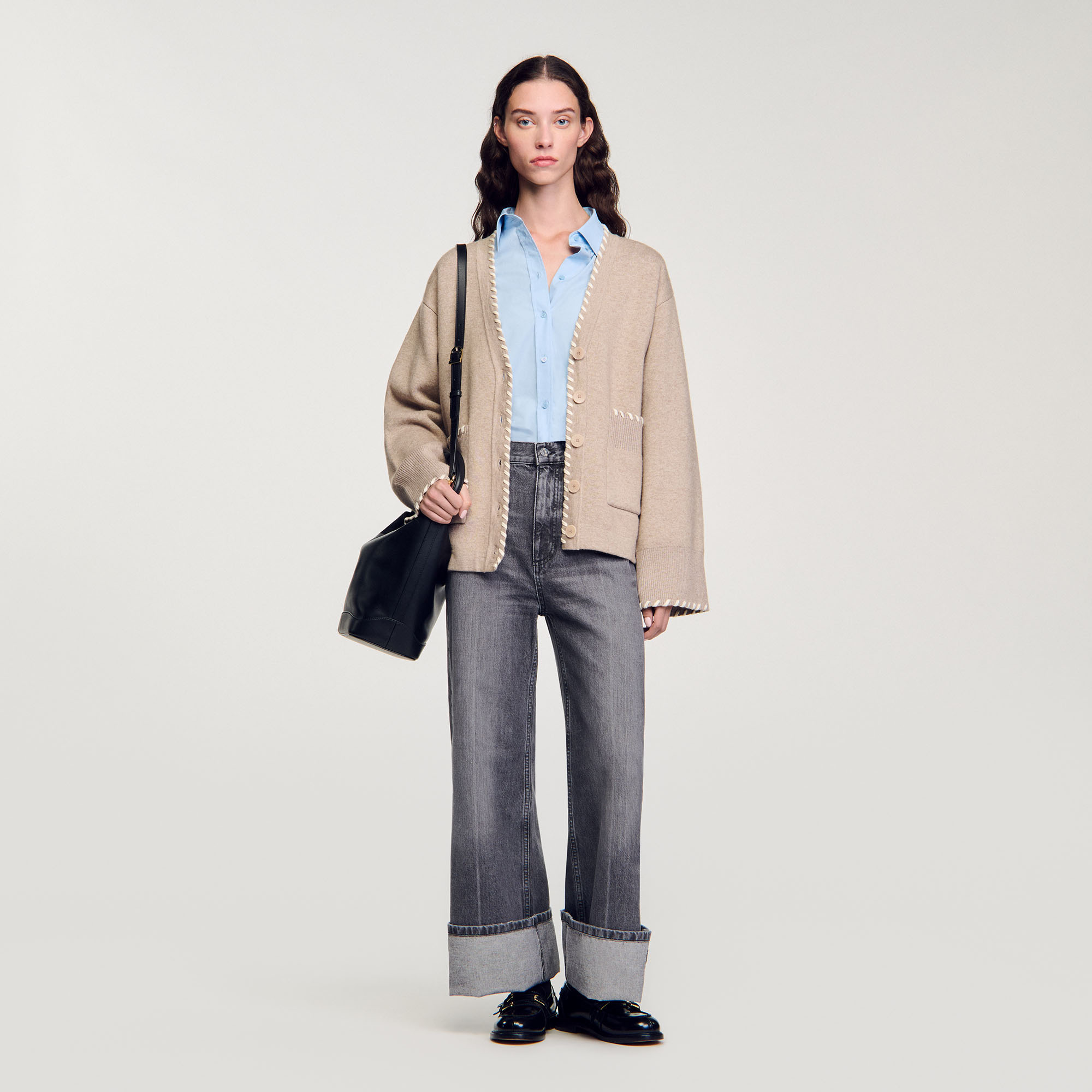 Cardigan à liseré contrasté