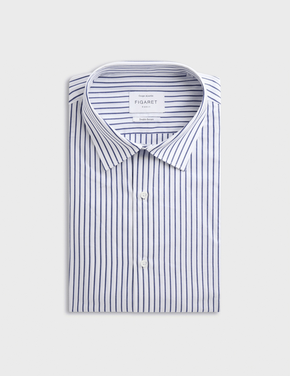 Chemise ajustée rayée marine