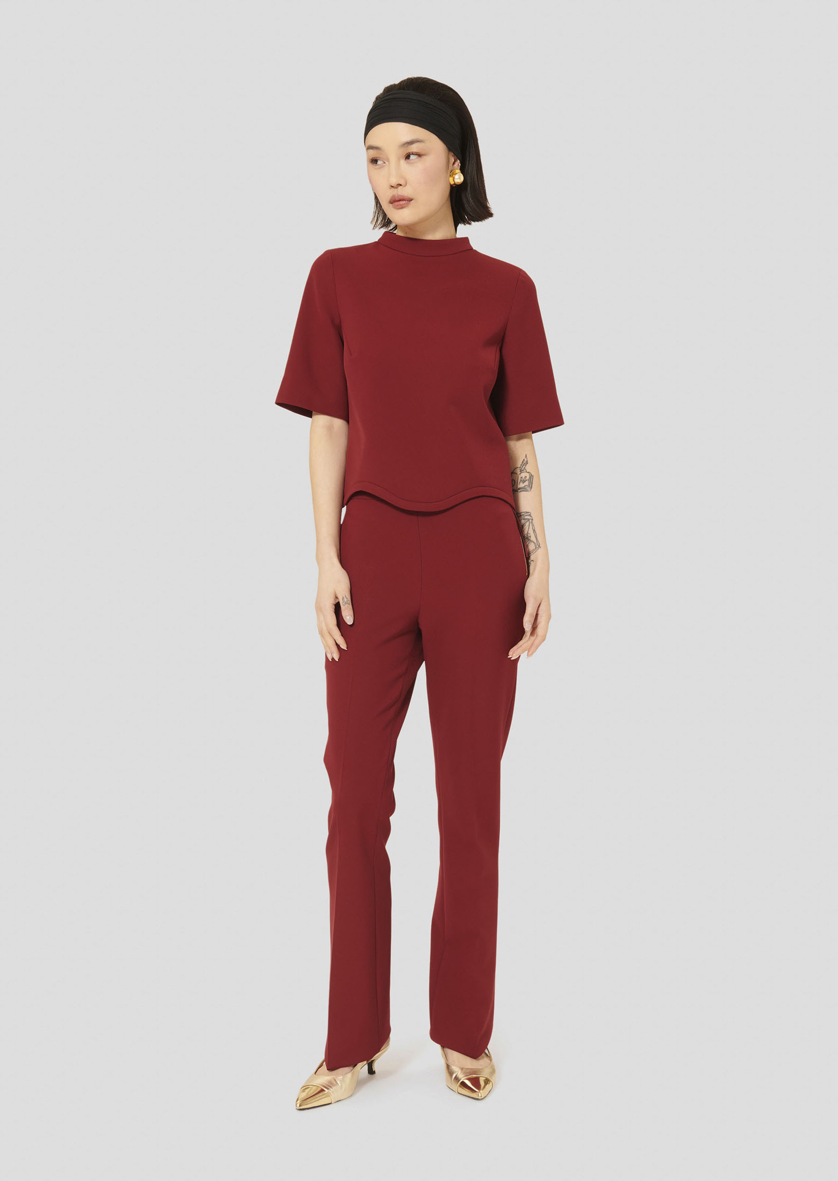 Pantalon Peyton-Bordeaux en Polyester