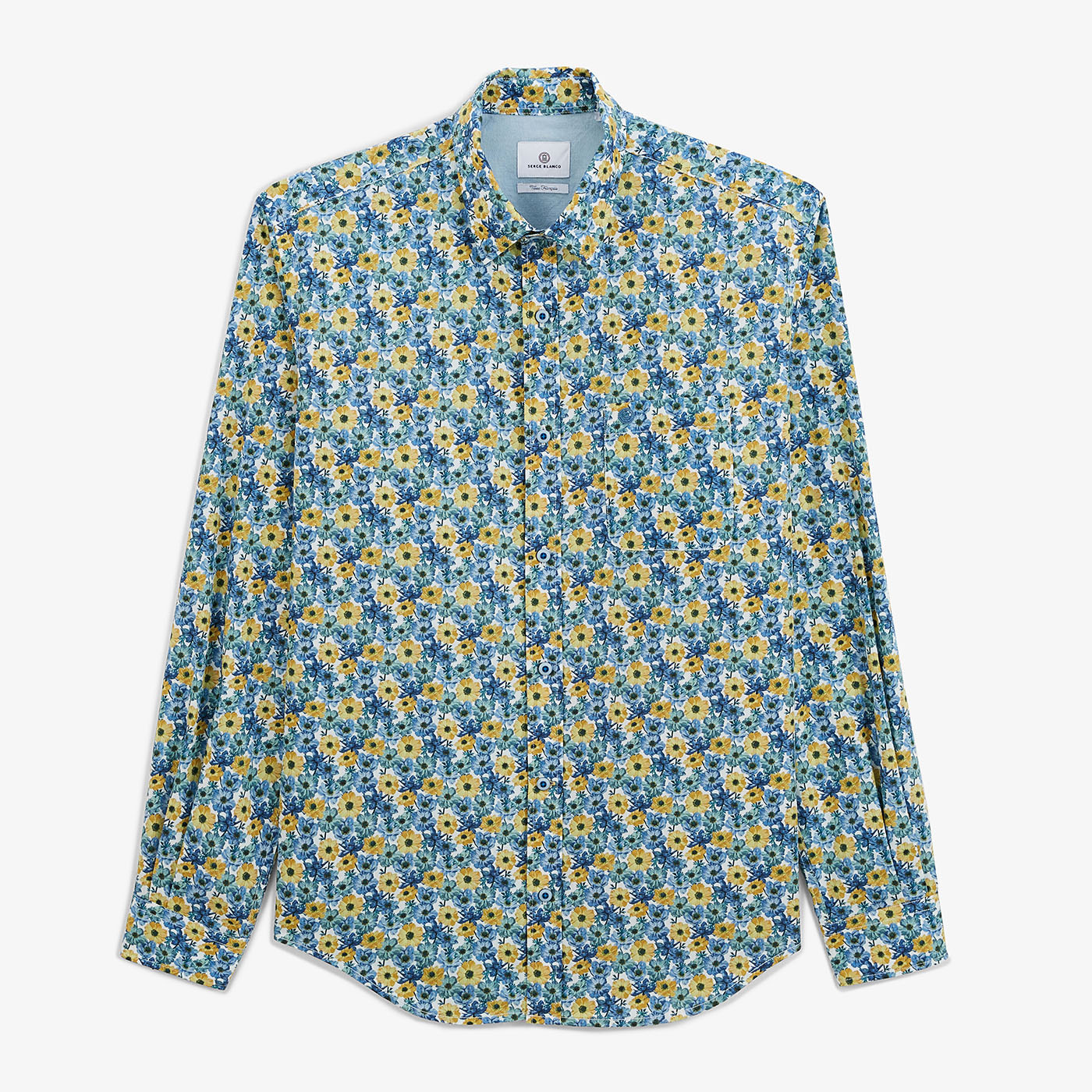 Chemise regular bleu aviateur imprimé bleuet