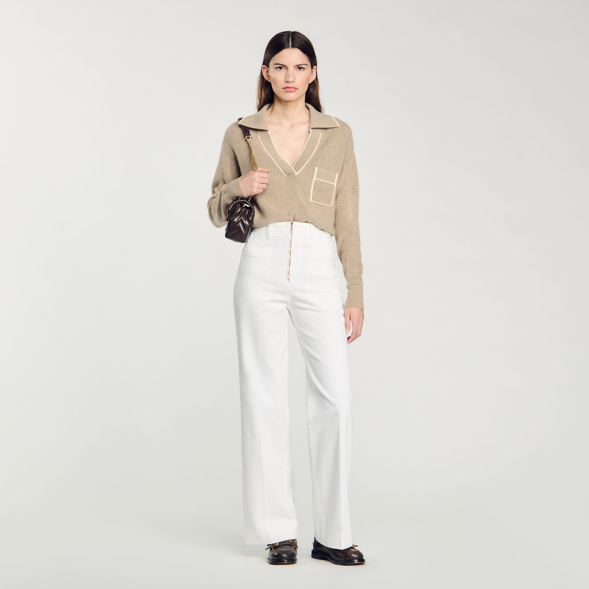 Pull en laine/cachemire à col V