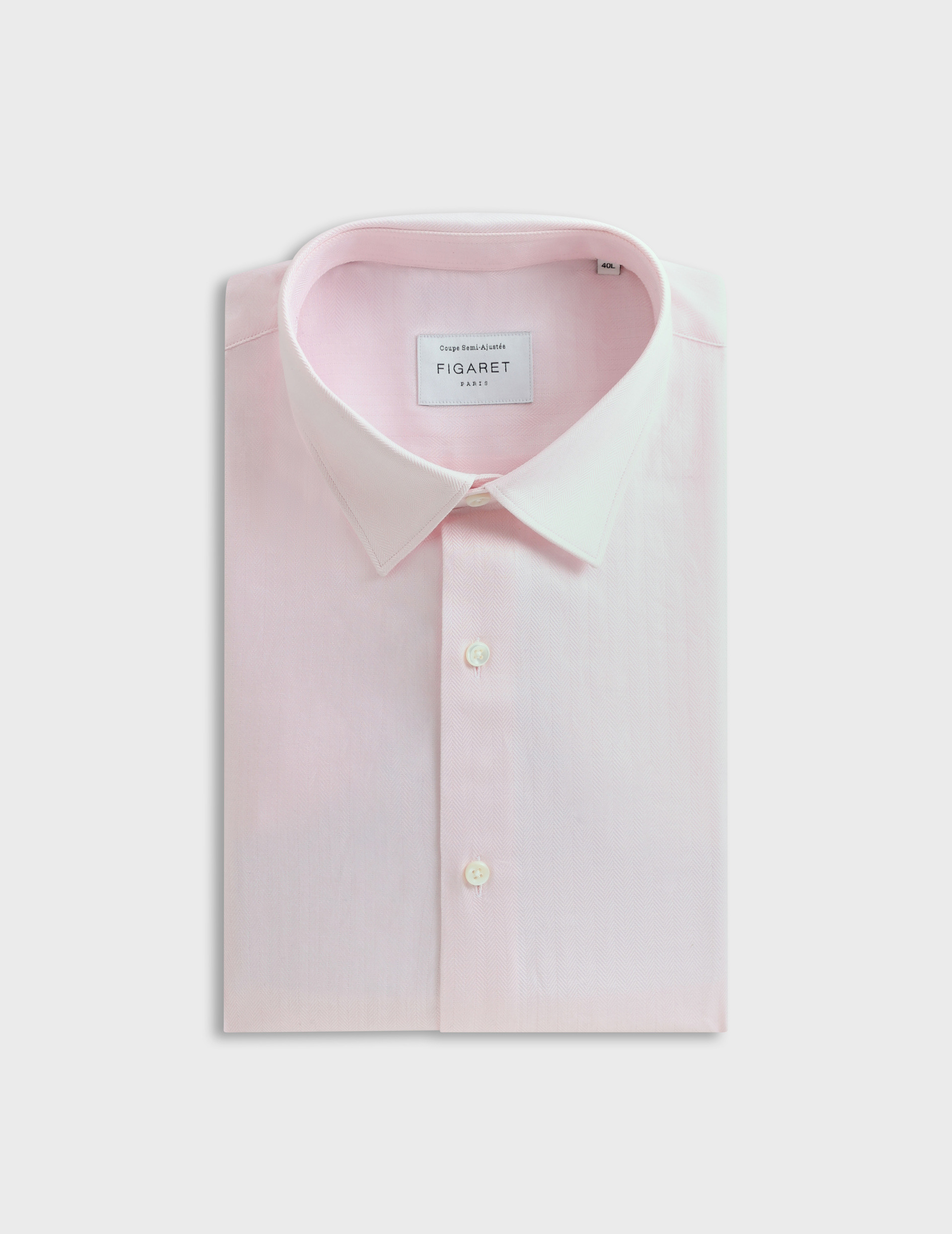 Chemise col figaret en chevron uni rose