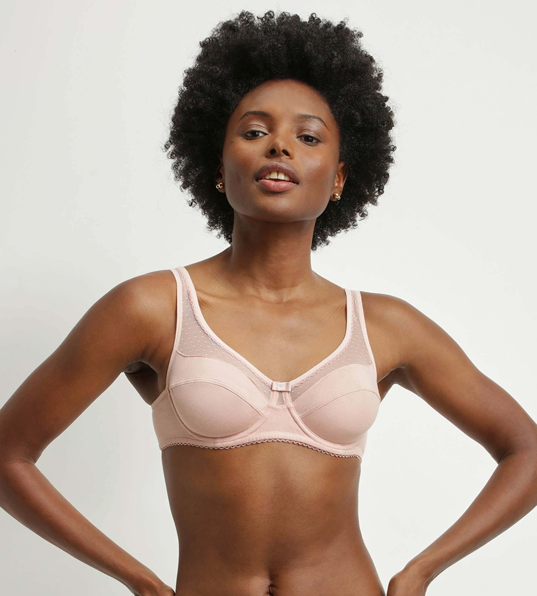 Soutien-gorge emboitant en coton bio et plumetis Rose Generous