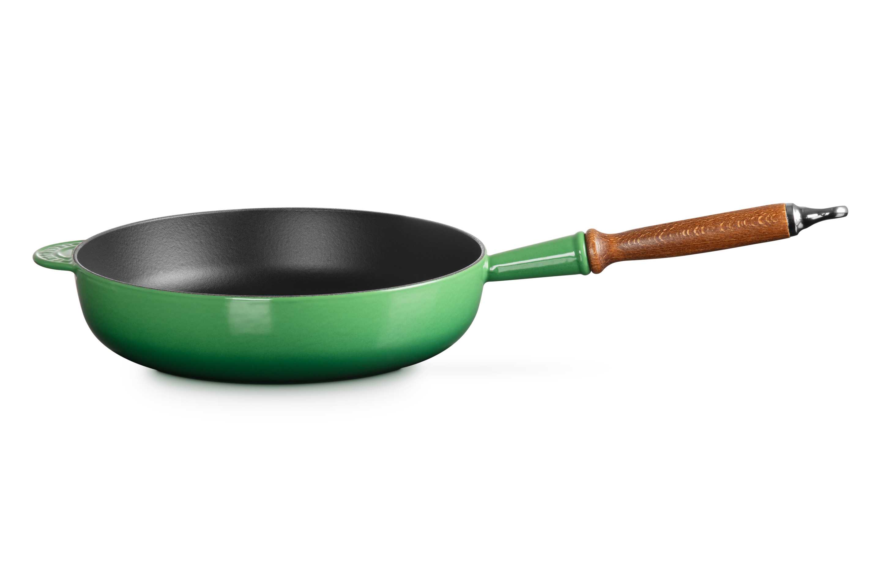 Sauteuse 28cm en fonte émaillée bambou avec manche en bois