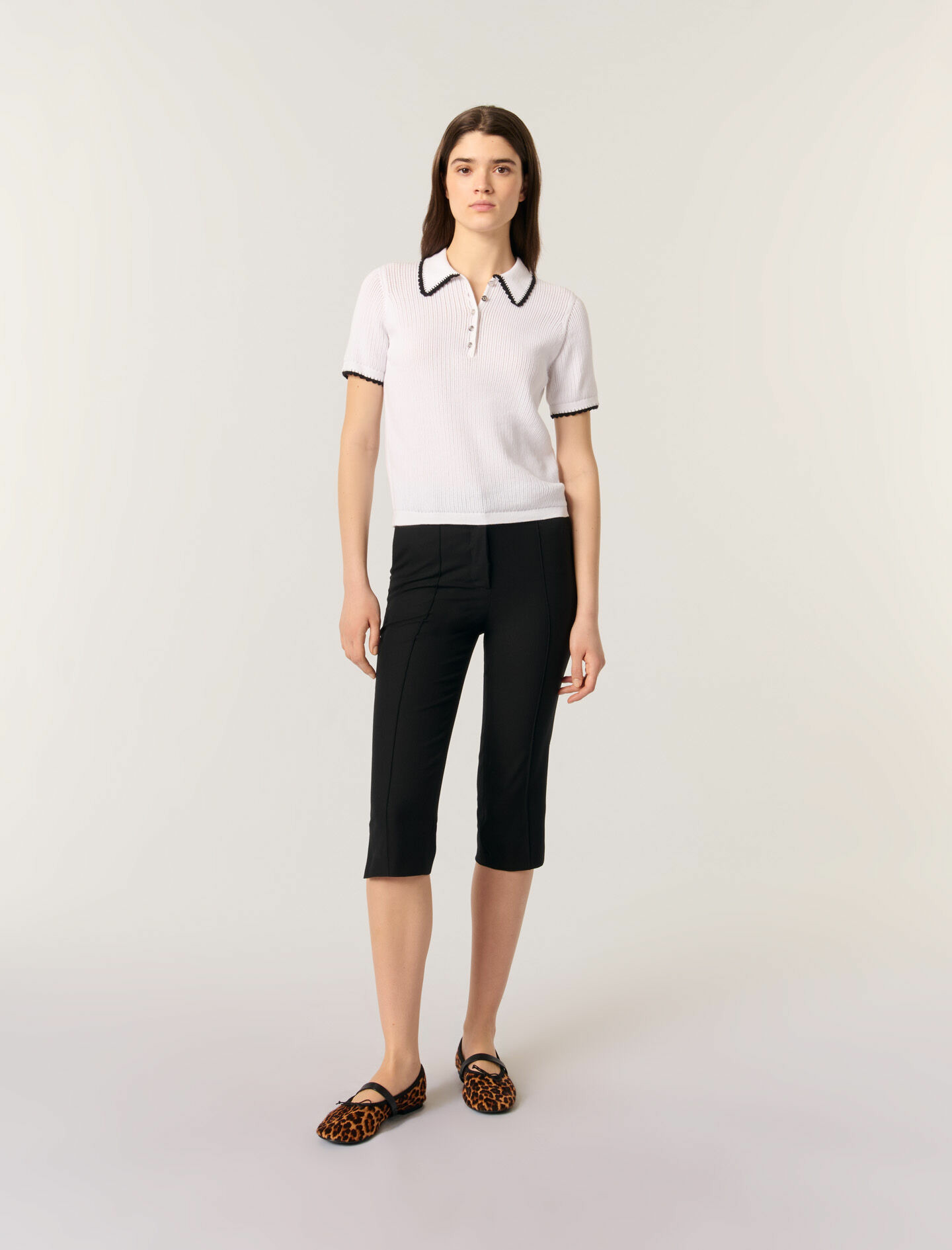 Polo en maille pointelle et crochet