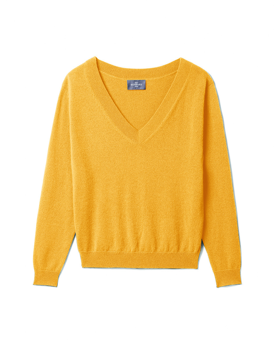 Pull V court - Femme - JAUNE D'OR