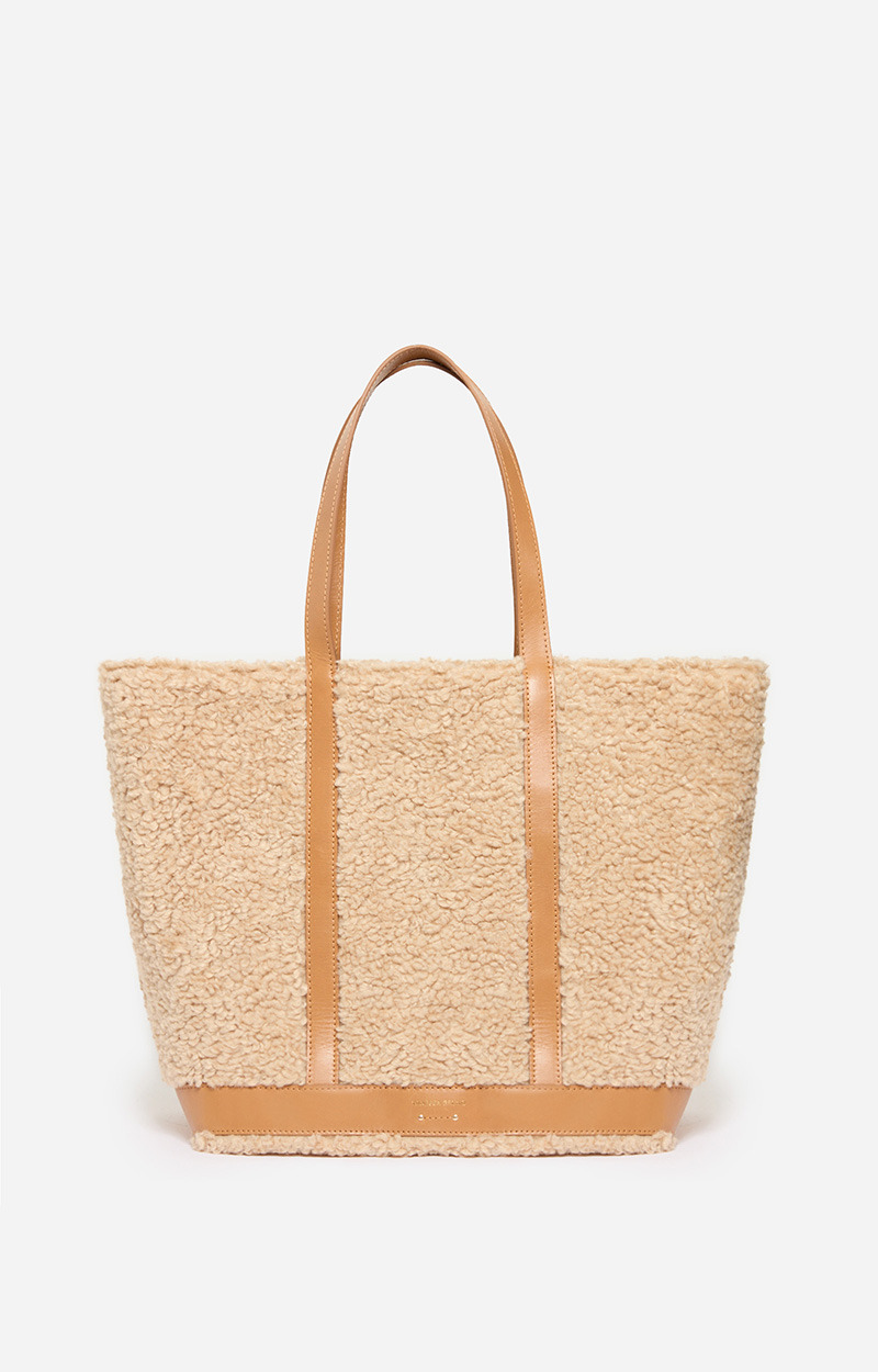 Cabas L En Fausse Fourrure Zippé Porté Epaule