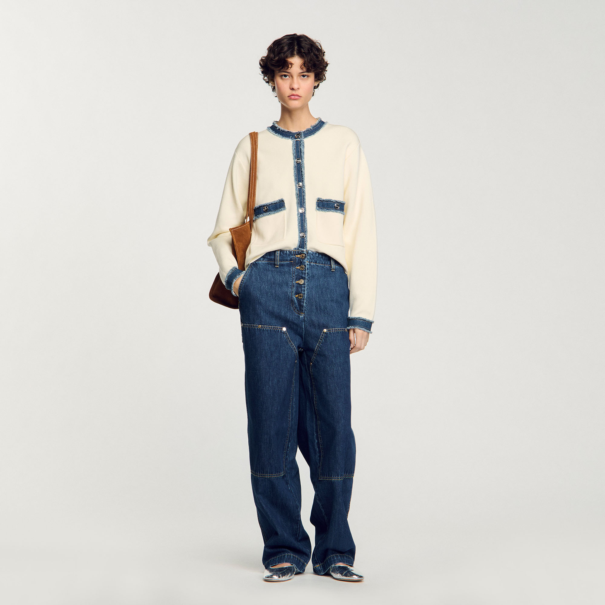 Cardigan à détails denim