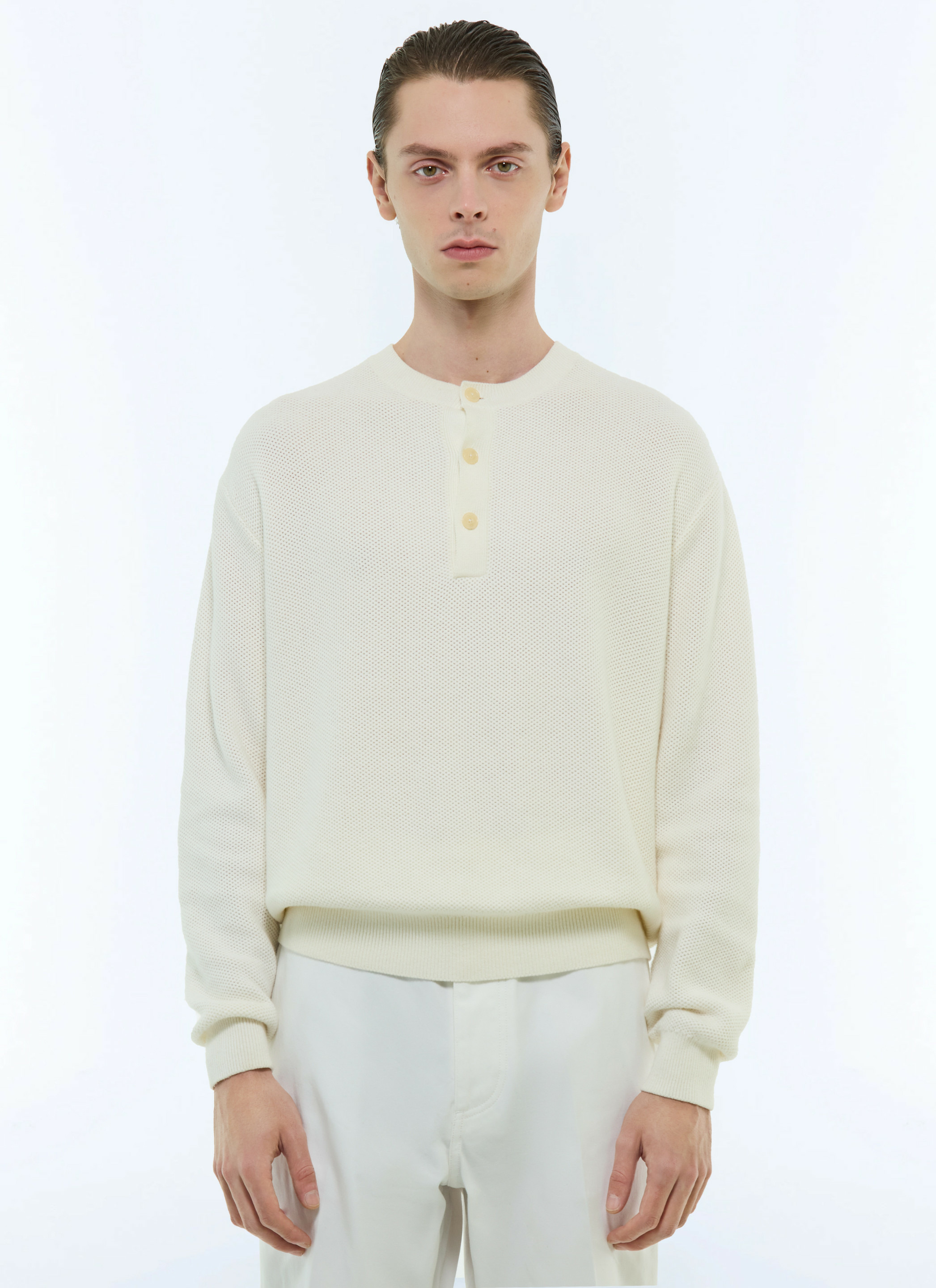 Pull col tunisien en coton et cachemire